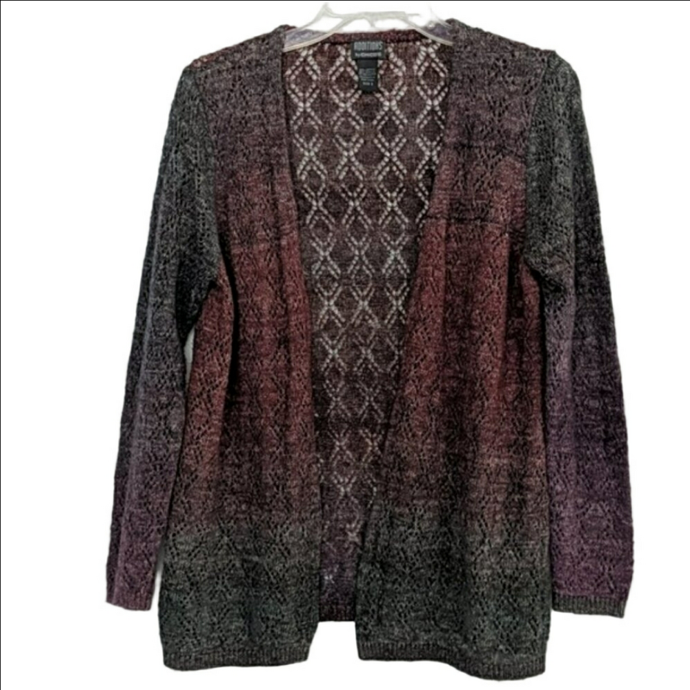 Additions by Chico's Knit Cardigan, Size 2 12 14 Medium  Purple Gray
